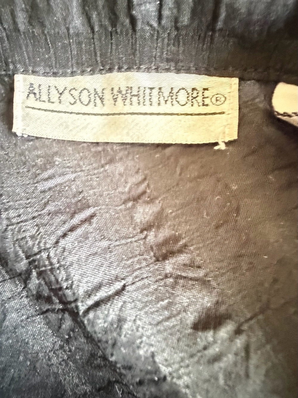 Vintage Size Large 💯 Silk Allyson Whitmore Black Sheer Button-Up Top - Picture 8 of 11